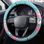 Hereditary And Gynecologic Cancer Awareness Steering Wheel Cover Teal Pink Ribbon Aboriginal Art - Aussie Hoodie