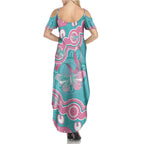 Hereditary And Gynecologic Cancer Awareness Summer Maxi Dress Teal Pink Ribbon Aboriginal Art - Aussie Hoodie