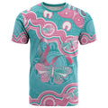Hereditary And Gynecologic Cancer Awareness T Shirt Teal Pink Ribbon Aboriginal Art - Aussie Hoodie