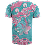 Hereditary And Gynecologic Cancer Awareness T Shirt Teal Pink Ribbon Aboriginal Art - Aussie Hoodie
