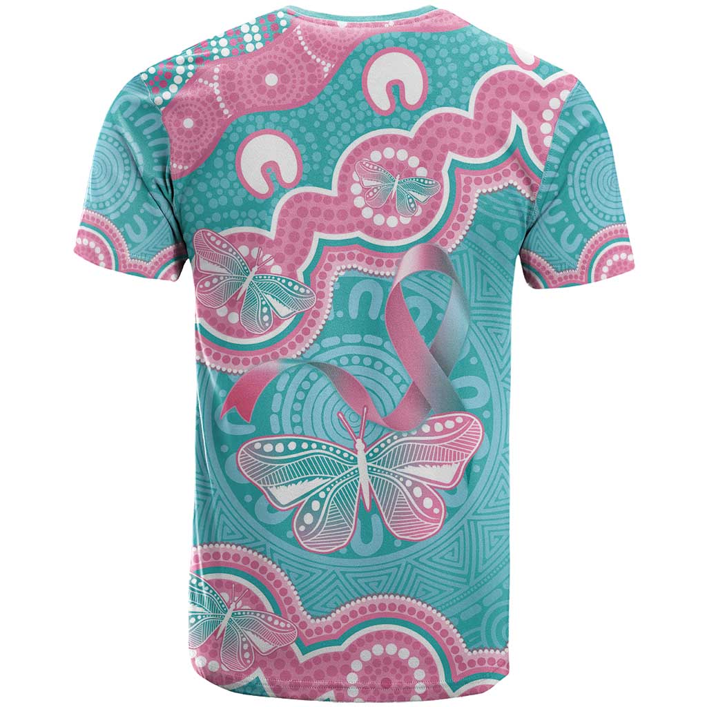 Hereditary And Gynecologic Cancer Awareness T Shirt Teal Pink Ribbon Aboriginal Art - Aussie Hoodie