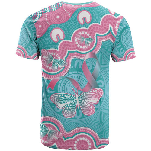 Hereditary And Gynecologic Cancer Awareness T Shirt Teal Pink Ribbon Aboriginal Art - Aussie Hoodie