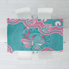 Hereditary And Gynecologic Cancer Awareness Tablecloth Teal Pink Ribbon Aboriginal Art - Aussie Hoodie