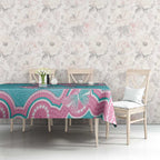 Hereditary And Gynecologic Cancer Awareness Tablecloth Teal Pink Ribbon Aboriginal Art - Aussie Hoodie
