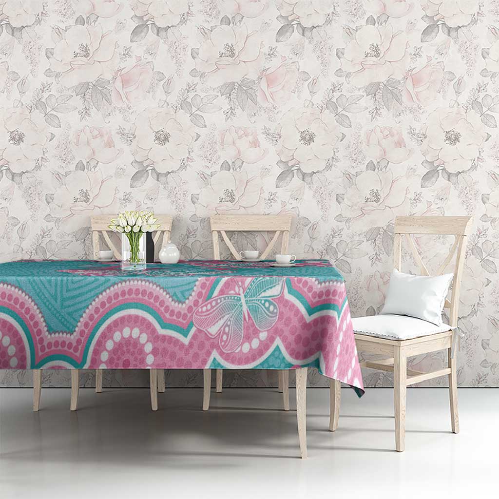 Hereditary And Gynecologic Cancer Awareness Tablecloth Teal Pink Ribbon Aboriginal Art - Aussie Hoodie
