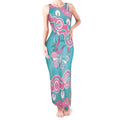 Hereditary And Gynecologic Cancer Awareness Tank Maxi Dress Teal Pink Ribbon Aboriginal Art - Aussie Hoodie