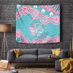 Hereditary And Gynecologic Cancer Awareness Tapestry Teal Pink Ribbon Aboriginal Art - Aussie Hoodie