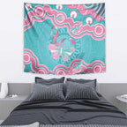 Hereditary And Gynecologic Cancer Awareness Tapestry Teal Pink Ribbon Aboriginal Art - Aussie Hoodie
