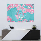 Hereditary And Gynecologic Cancer Awareness Tapestry Teal Pink Ribbon Aboriginal Art - Aussie Hoodie