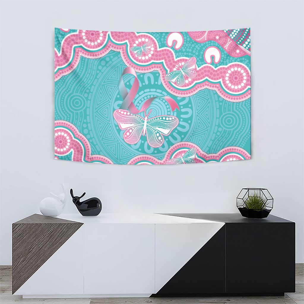 Hereditary And Gynecologic Cancer Awareness Tapestry Teal Pink Ribbon Aboriginal Art - Aussie Hoodie