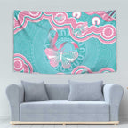 Hereditary And Gynecologic Cancer Awareness Tapestry Teal Pink Ribbon Aboriginal Art - Aussie Hoodie