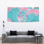 Hereditary And Gynecologic Cancer Awareness Tapestry Teal Pink Ribbon Aboriginal Art - Aussie Hoodie