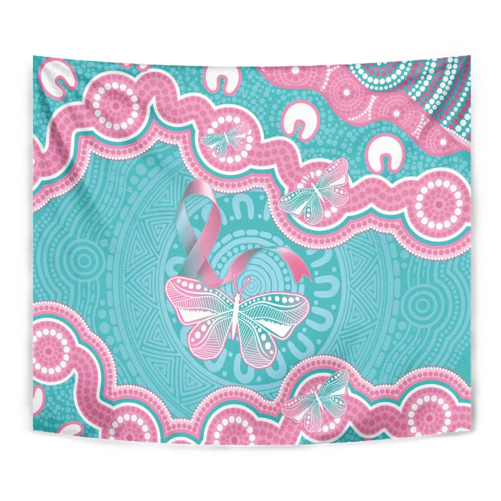 Hereditary And Gynecologic Cancer Awareness Tapestry Teal Pink Ribbon Aboriginal Art - Aussie Hoodie