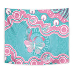 Hereditary And Gynecologic Cancer Awareness Tapestry Teal Pink Ribbon Aboriginal Art - Aussie Hoodie
