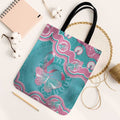 Hereditary And Gynecologic Cancer Awareness Tote Bag Teal Pink Ribbon Aboriginal Art - Aussie Hoodie