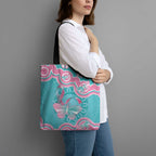 Hereditary And Gynecologic Cancer Awareness Tote Bag Teal Pink Ribbon Aboriginal Art - Aussie Hoodie