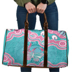 Hereditary And Gynecologic Cancer Awareness Travel Bag Teal Pink Ribbon Aboriginal Art - Aussie Hoodie