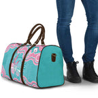 Hereditary And Gynecologic Cancer Awareness Travel Bag Teal Pink Ribbon Aboriginal Art - Aussie Hoodie