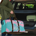 Hereditary And Gynecologic Cancer Awareness Travel Bag Teal Pink Ribbon Aboriginal Art - Aussie Hoodie