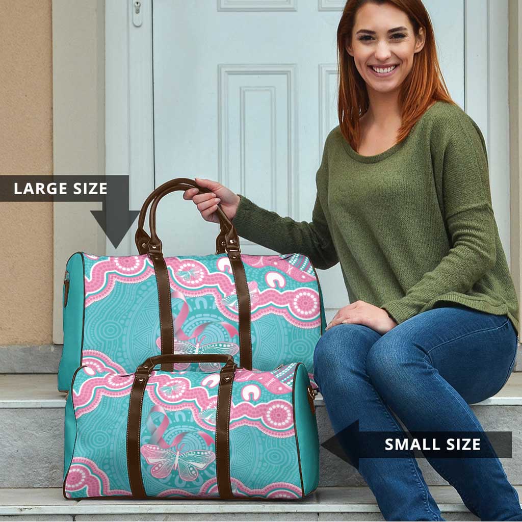 Hereditary And Gynecologic Cancer Awareness Travel Bag Teal Pink Ribbon Aboriginal Art - Aussie Hoodie