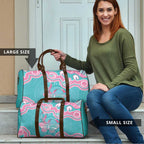 Hereditary And Gynecologic Cancer Awareness Travel Bag Teal Pink Ribbon Aboriginal Art - Aussie Hoodie