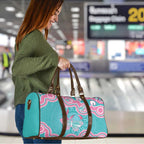Hereditary And Gynecologic Cancer Awareness Travel Bag Teal Pink Ribbon Aboriginal Art - Aussie Hoodie