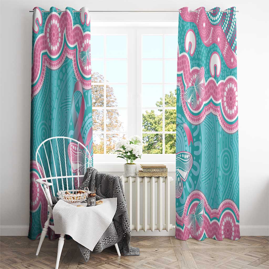 Hereditary And Gynecologic Cancer Awareness Window Curtain Teal Pink Ribbon Aboriginal Art - Aussie Hoodie