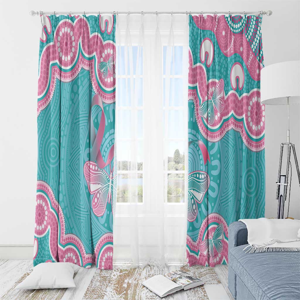 Hereditary And Gynecologic Cancer Awareness Window Curtain Teal Pink Ribbon Aboriginal Art - Aussie Hoodie