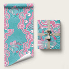 Hereditary And Gynecologic Cancer Awareness Wrapping Paper Teal Pink Ribbon Aboriginal Art - Aussie Hoodie
