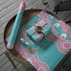 Hereditary And Gynecologic Cancer Awareness Wrapping Paper Teal Pink Ribbon Aboriginal Art - Aussie Hoodie