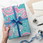 Hereditary And Gynecologic Cancer Awareness Wrapping Paper Teal Pink Ribbon Aboriginal Art - Aussie Hoodie