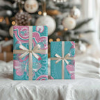Hereditary And Gynecologic Cancer Awareness Wrapping Paper Teal Pink Ribbon Aboriginal Art - Aussie Hoodie