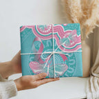 Hereditary And Gynecologic Cancer Awareness Wrapping Paper Teal Pink Ribbon Aboriginal Art - Aussie Hoodie