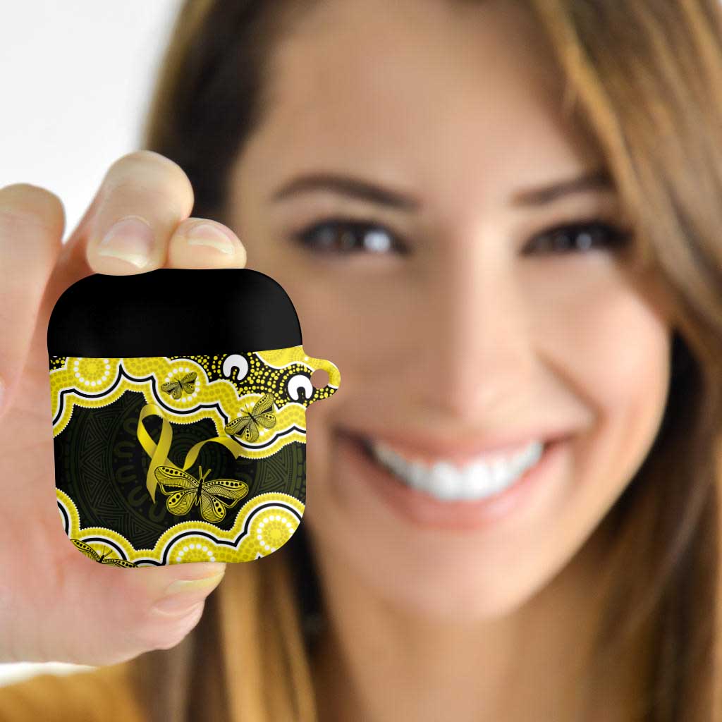 Yellow Ribbon Sarcoma Awareness Month AirPods Case Aboriginal Art - Aussie Hoodie