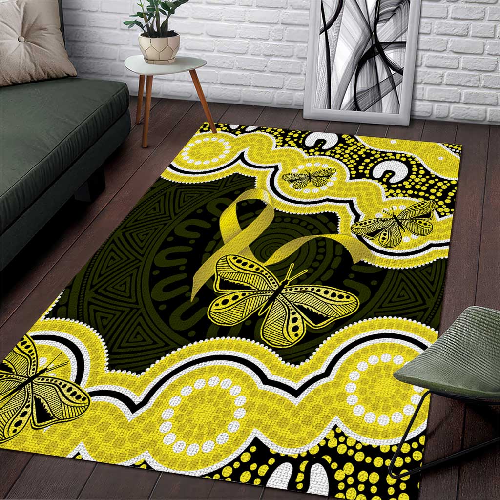 Yellow Ribbon Sarcoma Awareness Month Area Rug Aboriginal Art - Aussie Hoodie