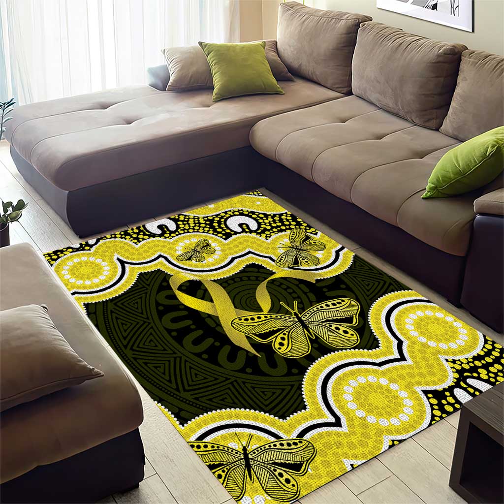 Yellow Ribbon Sarcoma Awareness Month Area Rug Aboriginal Art - Aussie Hoodie