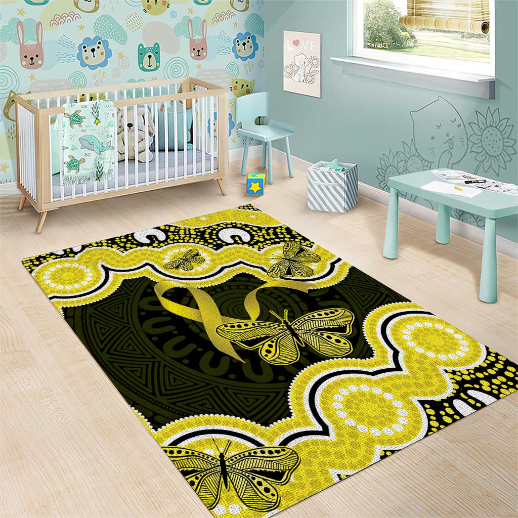 Yellow Ribbon Sarcoma Awareness Month Area Rug Aboriginal Art - Aussie Hoodie