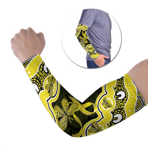 Yellow Ribbon Sarcoma Awareness Month Arm Sleeves Aboriginal Art - Aussie Hoodie