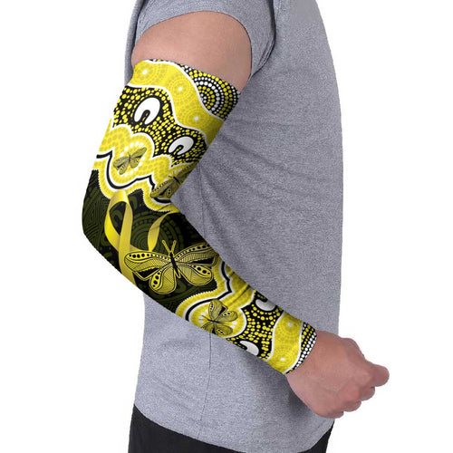Yellow Ribbon Sarcoma Awareness Month Arm Sleeves Aboriginal Art - Aussie Hoodie