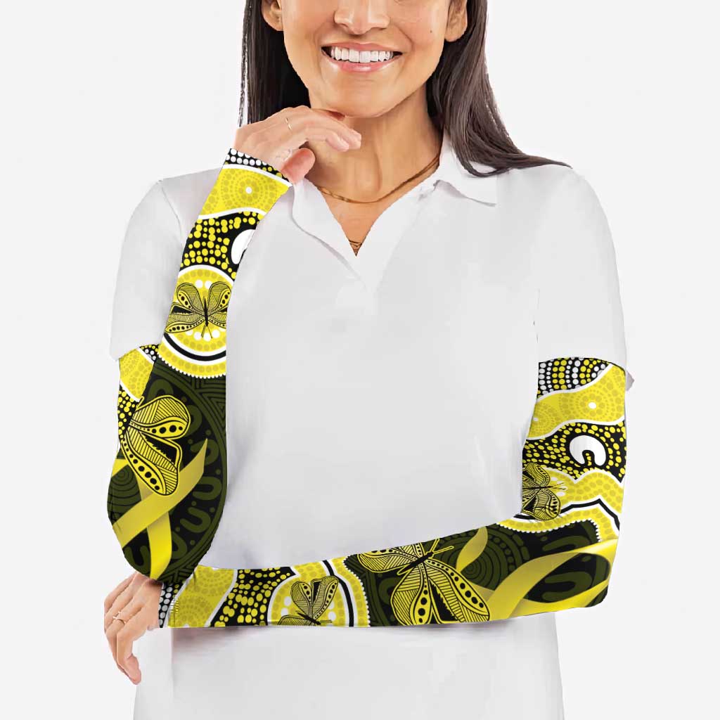 Yellow Ribbon Sarcoma Awareness Month Arm Sleeves Aboriginal Art - Aussie Hoodie