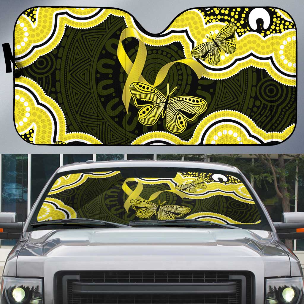 Yellow Ribbon Sarcoma Awareness Month Auto Sun Shade Aboriginal Art - Aussie Hoodie