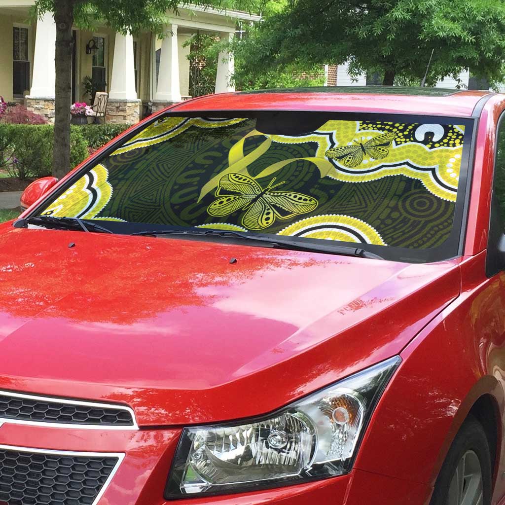 Yellow Ribbon Sarcoma Awareness Month Auto Sun Shade Aboriginal Art - Aussie Hoodie