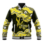 Yellow Ribbon Sarcoma Awareness Month Baseball Jacket Aboriginal Art - Aussie Hoodie
