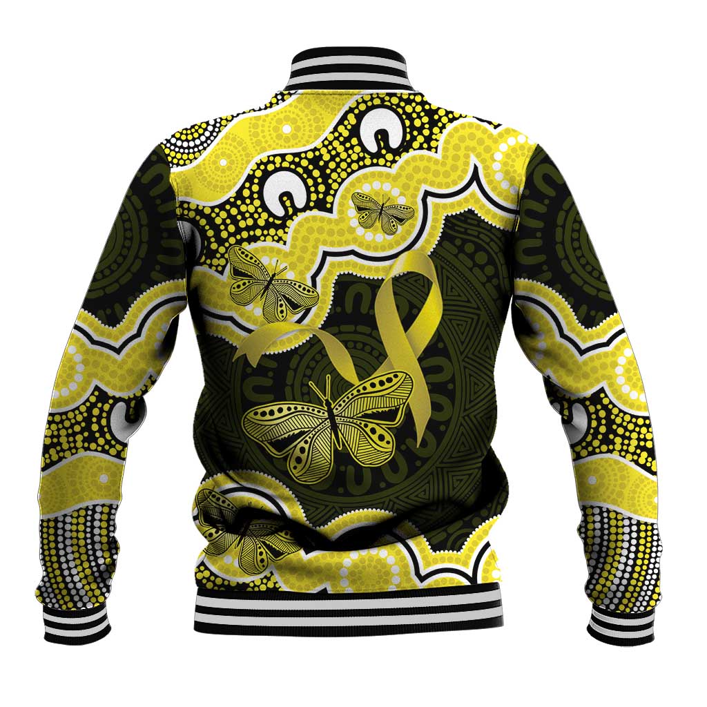 Yellow Ribbon Sarcoma Awareness Month Baseball Jacket Aboriginal Art - Aussie Hoodie