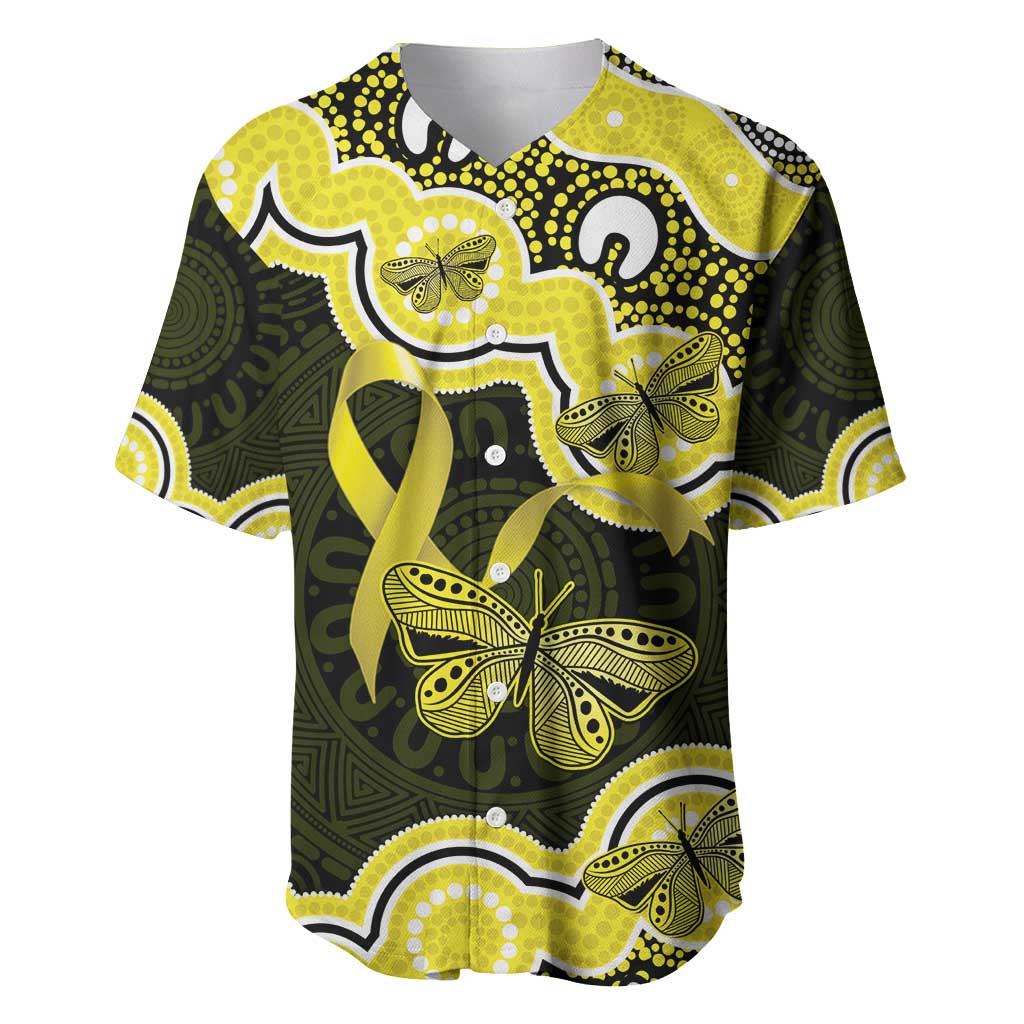 Yellow Ribbon Sarcoma Awareness Month Baseball Jersey Aboriginal Art - Aussie Hoodie
