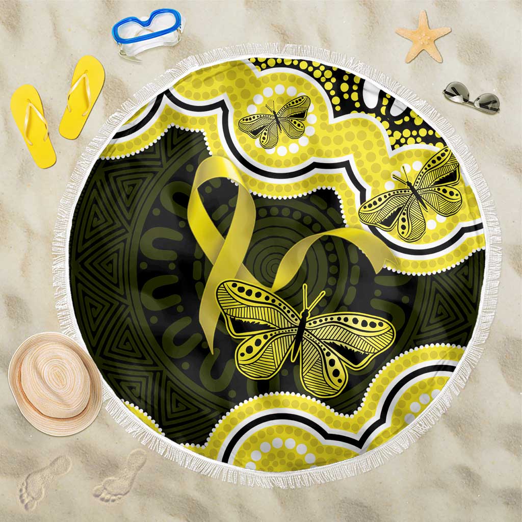 Yellow Ribbon Sarcoma Awareness Month Beach Blanket Aboriginal Art - Aussie Hoodie