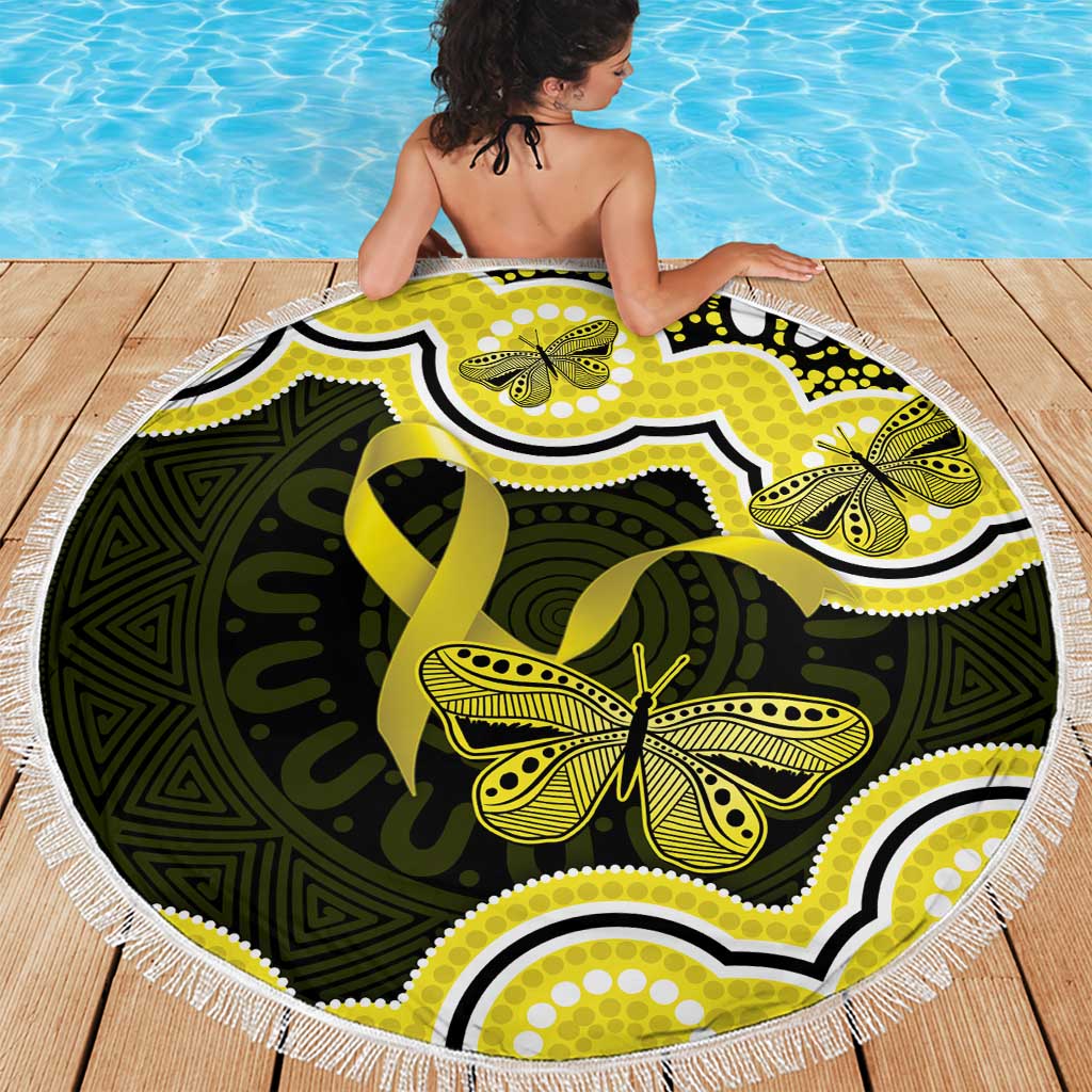 Yellow Ribbon Sarcoma Awareness Month Beach Blanket Aboriginal Art - Aussie Hoodie