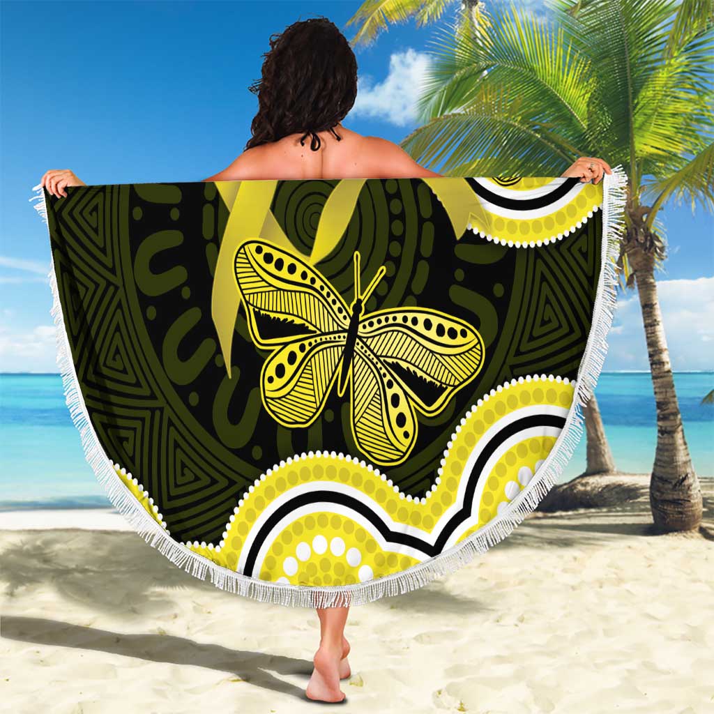 Yellow Ribbon Sarcoma Awareness Month Beach Blanket Aboriginal Art - Aussie Hoodie