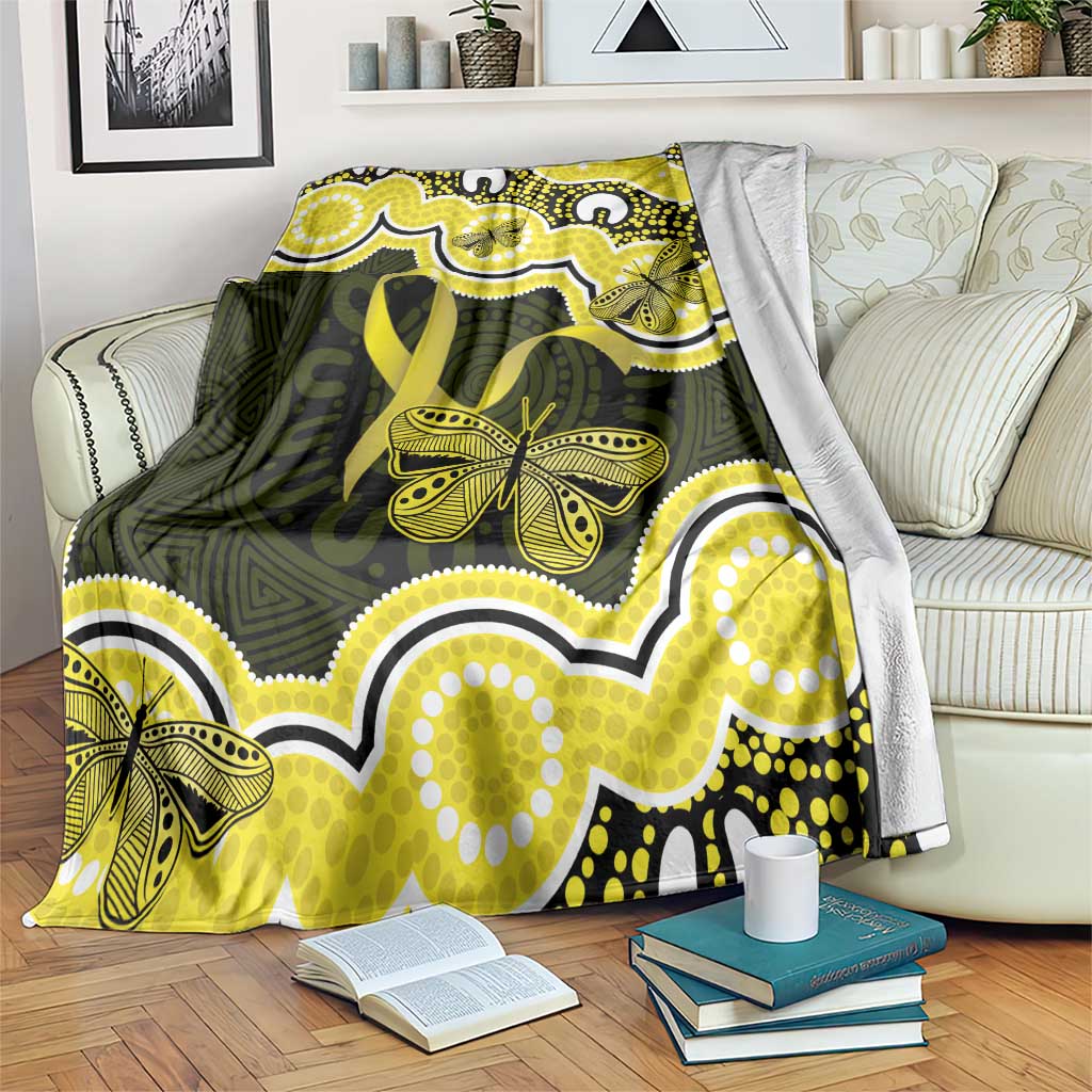 Yellow Ribbon Sarcoma Awareness Month Blanket Aboriginal Art - Aussie Hoodie