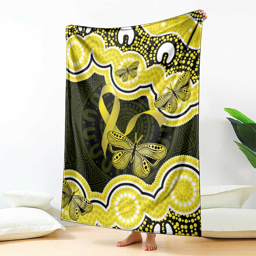 Yellow Ribbon Sarcoma Awareness Month Blanket Aboriginal Art - Aussie Hoodie